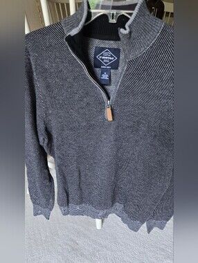 St. John's Bay Women's Gray/Black Quarter-Zip Sweater